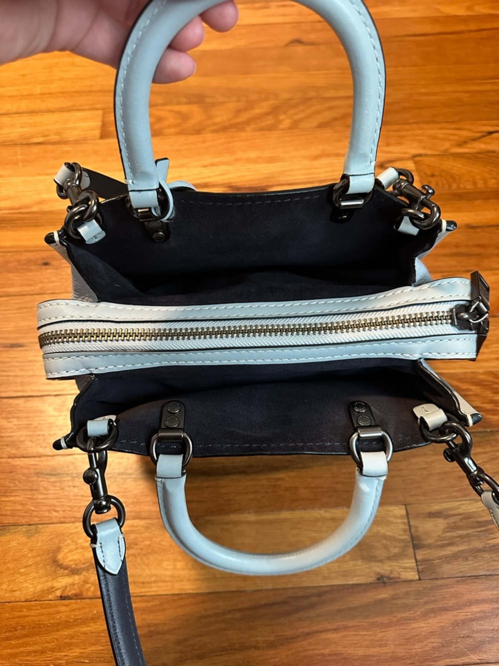 1941 Coach Rogue 25 Bag with Matching Wallet in Sky Blue - Picture 4 of 14